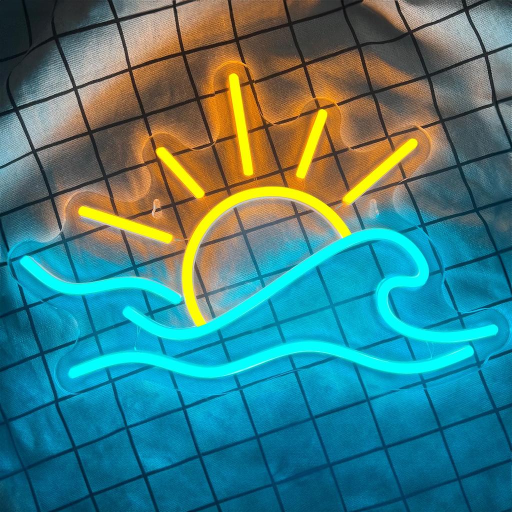  Sunset Neon Sign for Wall Decor Ocean Surf Signs for Bedroom Living Room Bar Cafe Game Room Birthday Party Christmas