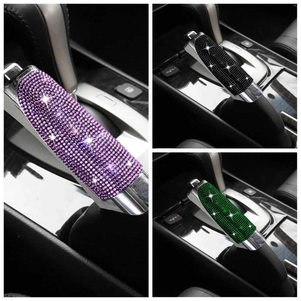 3PCS Rhinestone Car Handbrake Cover Leather Auto Anti-slip Protector Decoration Universal Diamond Car Accessories Interior