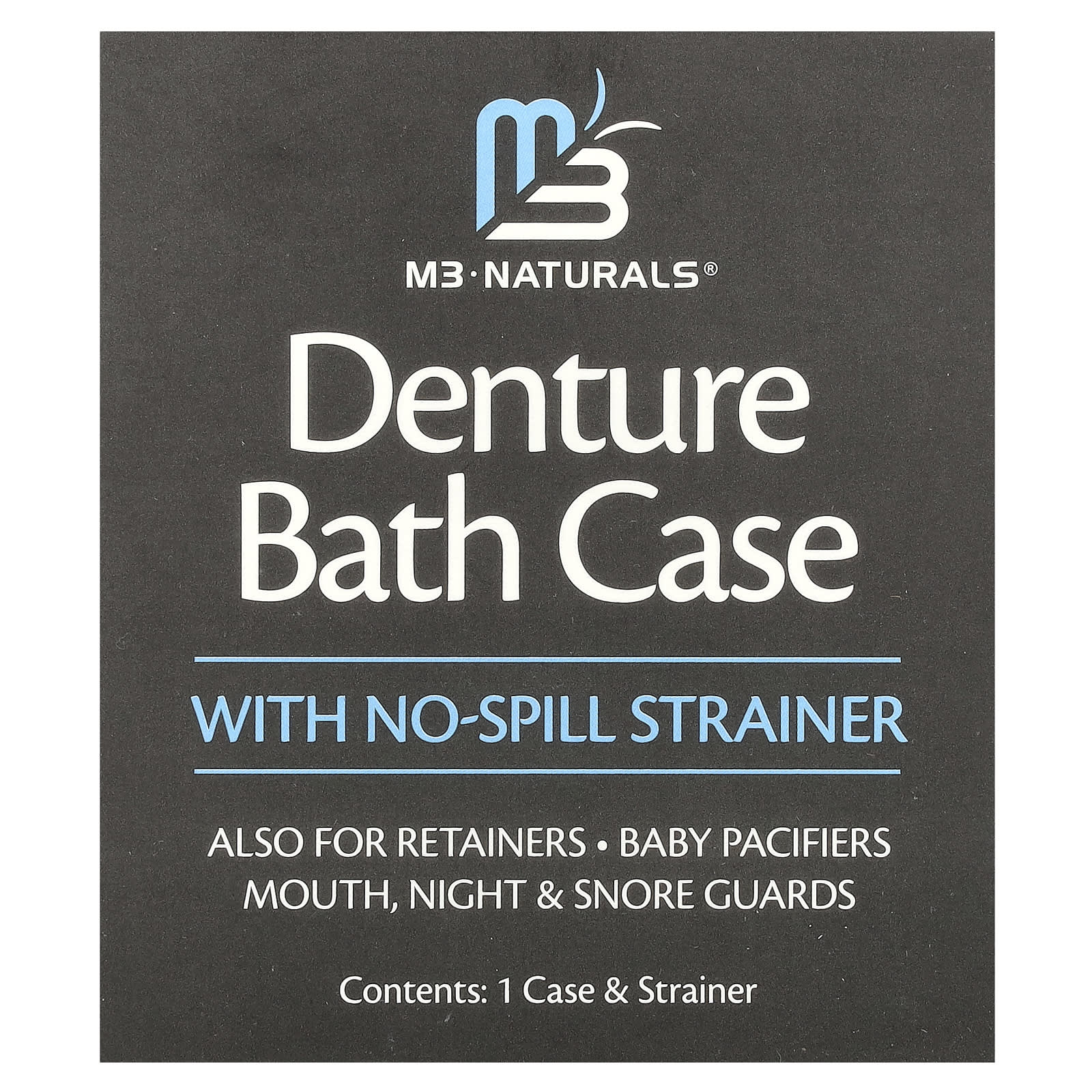 

M3 Naturals, Контейнер для зубных протезов, Непроливающийся фильтр, 1 шт.