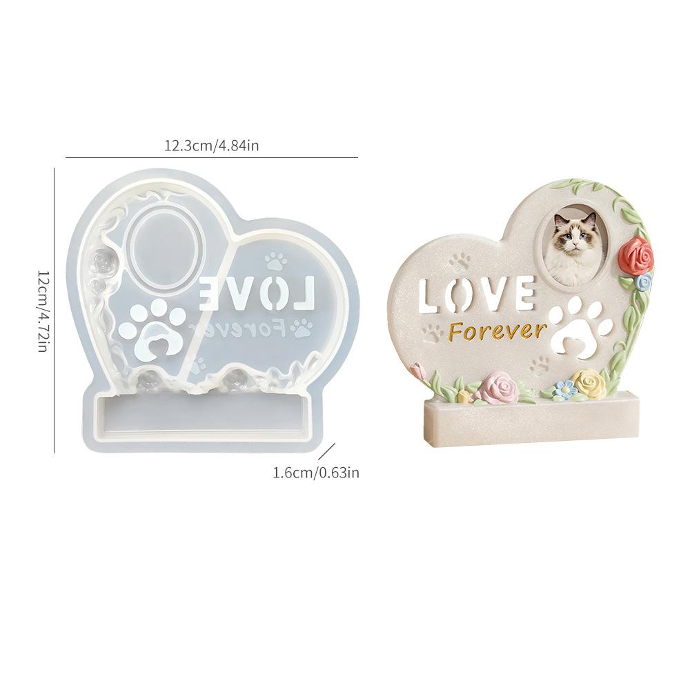 Cat Dog Pet Urn Plaster Silicone Mold DIY Heart-shaped Pet Photo Frame Picture Urn Epoxy Silicone Molds For Resin Making
