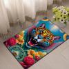 Vibrant Leopard Print Area Rug – Colorful Floral & Tiger Design, 800g/m² Crystal Velvet, Large Siz Perfect for Li