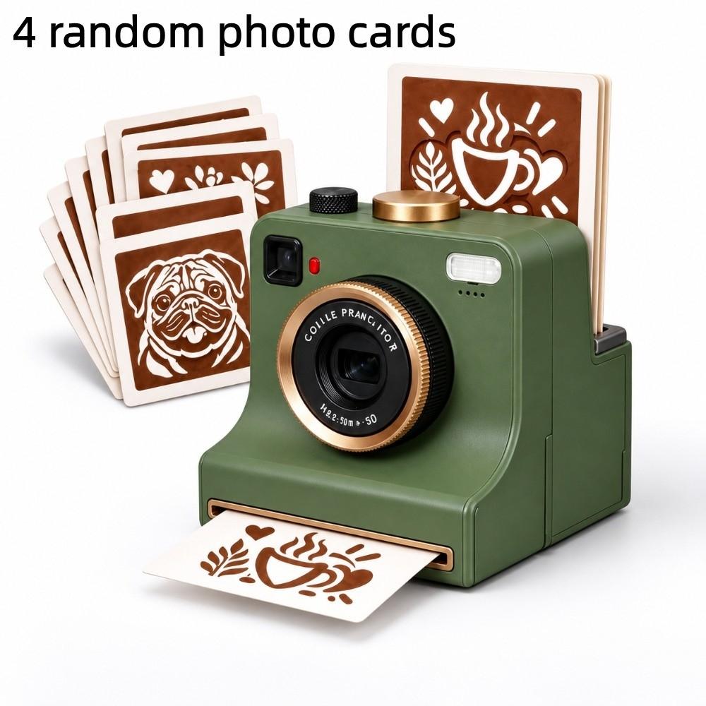 Funny 3D Printed Latte Camera Vintage Look Coffee Powder Print Camera Table Display