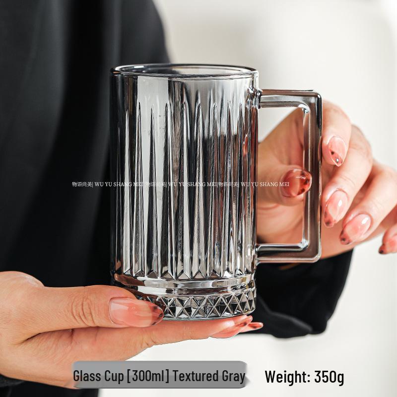Thickened Glass Cup with Handle: Ideal for Water, Coffee, Tea, or Milk.