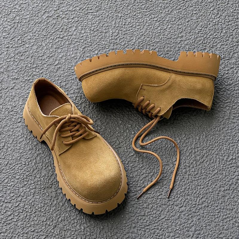 Fashion Luxury Men Ankle Boots Vintage British Handmade Leather Shoes Dress Tooling Outdoor Boots Autumn Winter Platform Boots