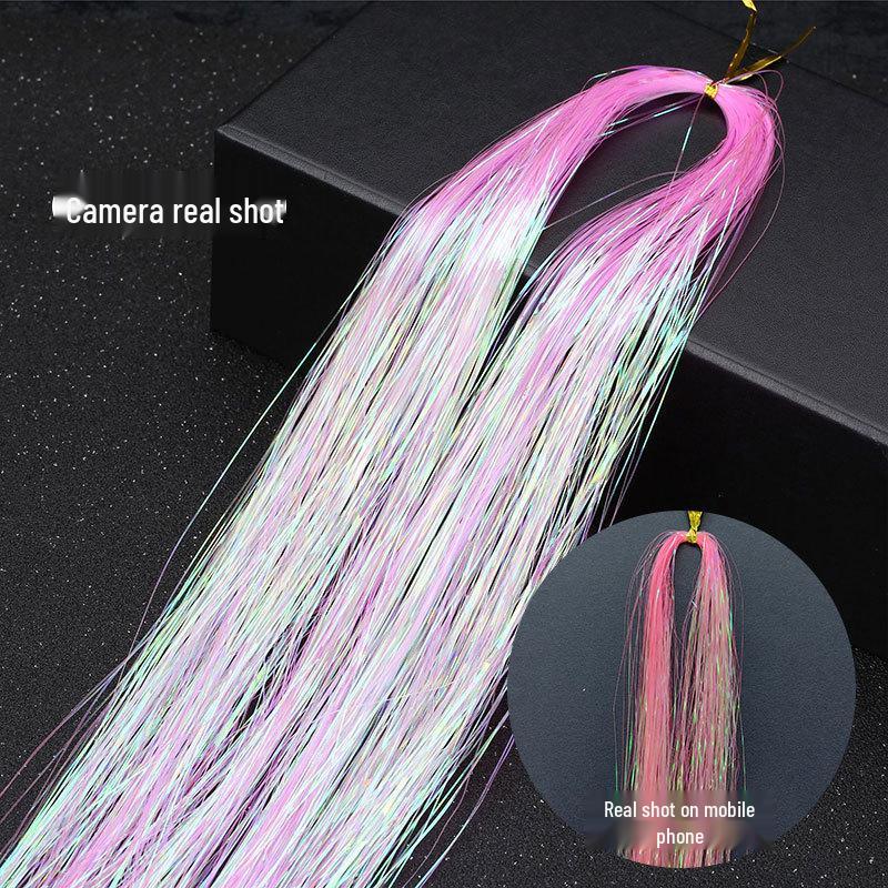 Gold Laser Tinsel Hair Extensions - Shiny Metal Wire, Colorful and Seamless.