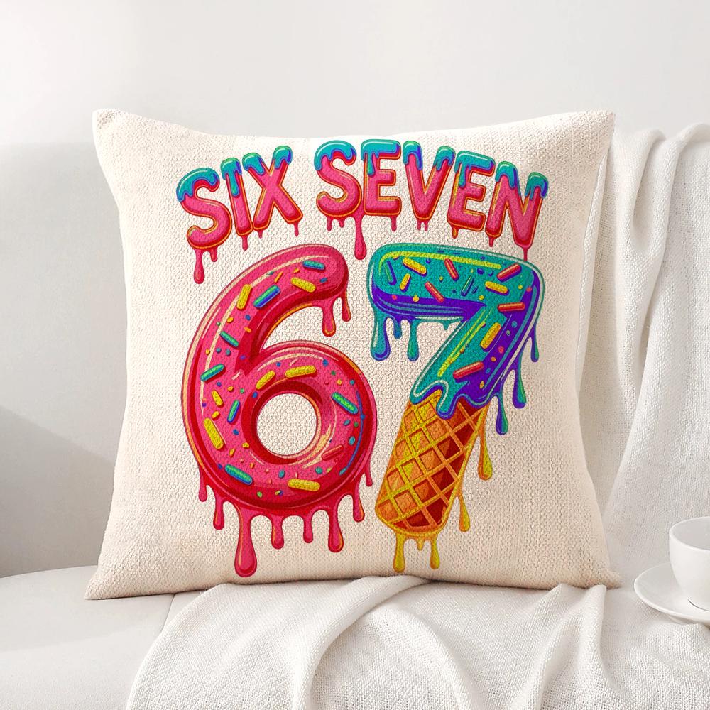 

67 six seven Cushion Cover Natural Linen Organic Fabric DoubleSided Printing Sofa Home Decor Gift Pillow Cover 30x30cm