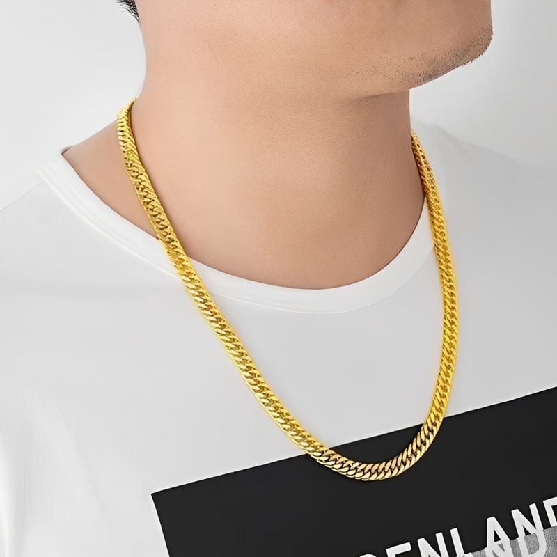 Sand Gold Collar Necklace, Thin Chain For Women, 24K Gold-Plated Copper Single/Double Wave Chain