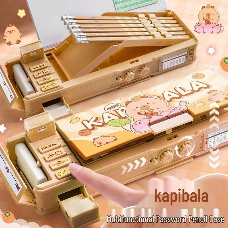 Multifunctional Mechanical Pencil Box with Password Lock - Boys' Style, Black Technology 2025.