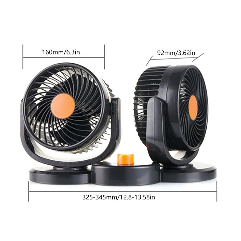 Car Fan Double Head USB Fan for Car with Powerful Cooling 360 Rotation 3Wind Speed Desk Fan for SUV Truck Home
