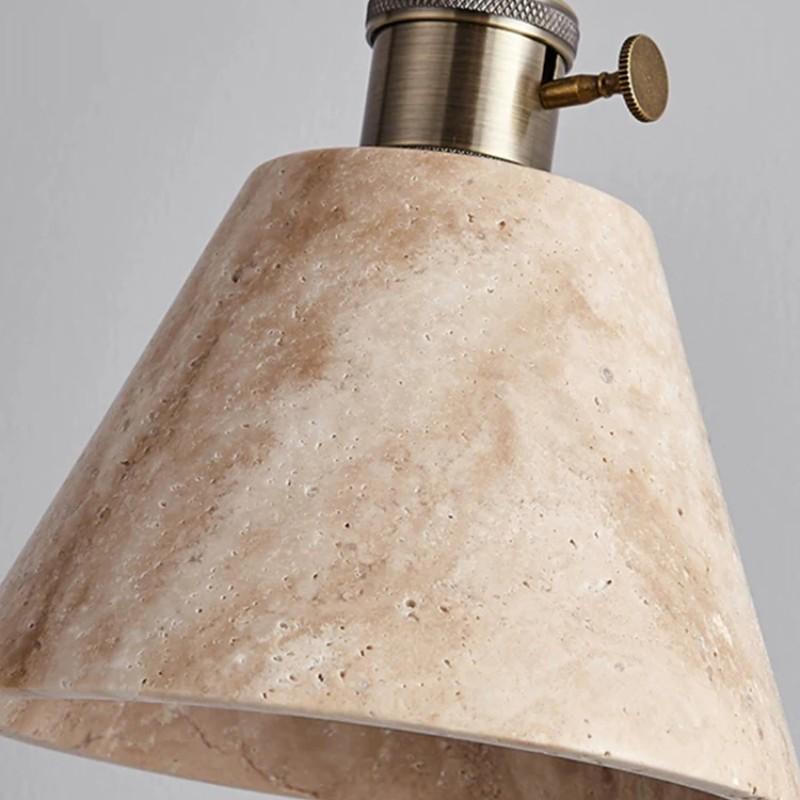 Japanese-style Wabi-sabi Style Yellow Travertine Small Chandelier Cream  Front Desk Bar Restaurant Bedside All-copper Lamps
