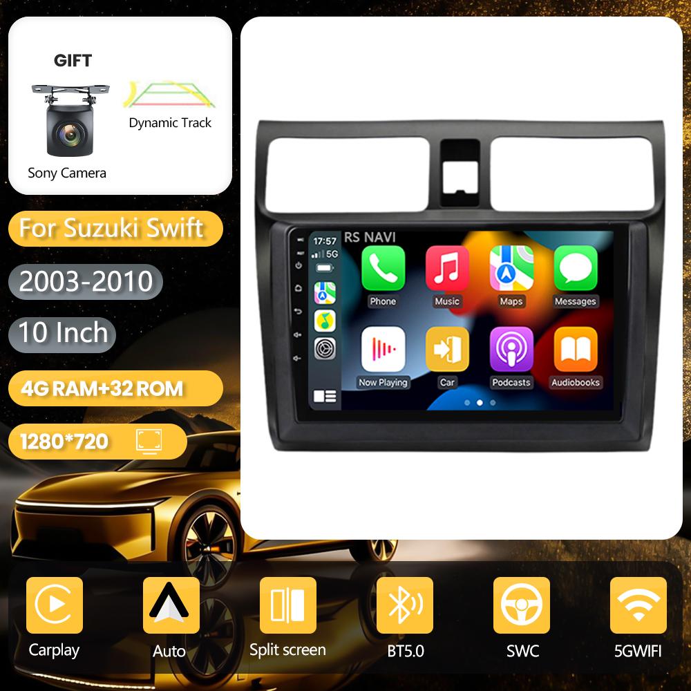 Android 16 for Suzuki Swift 2003 - 2010 Carplay Auto Radio Multimedia Player Car Radio GPS Stereo QLED Screen 360° Camera