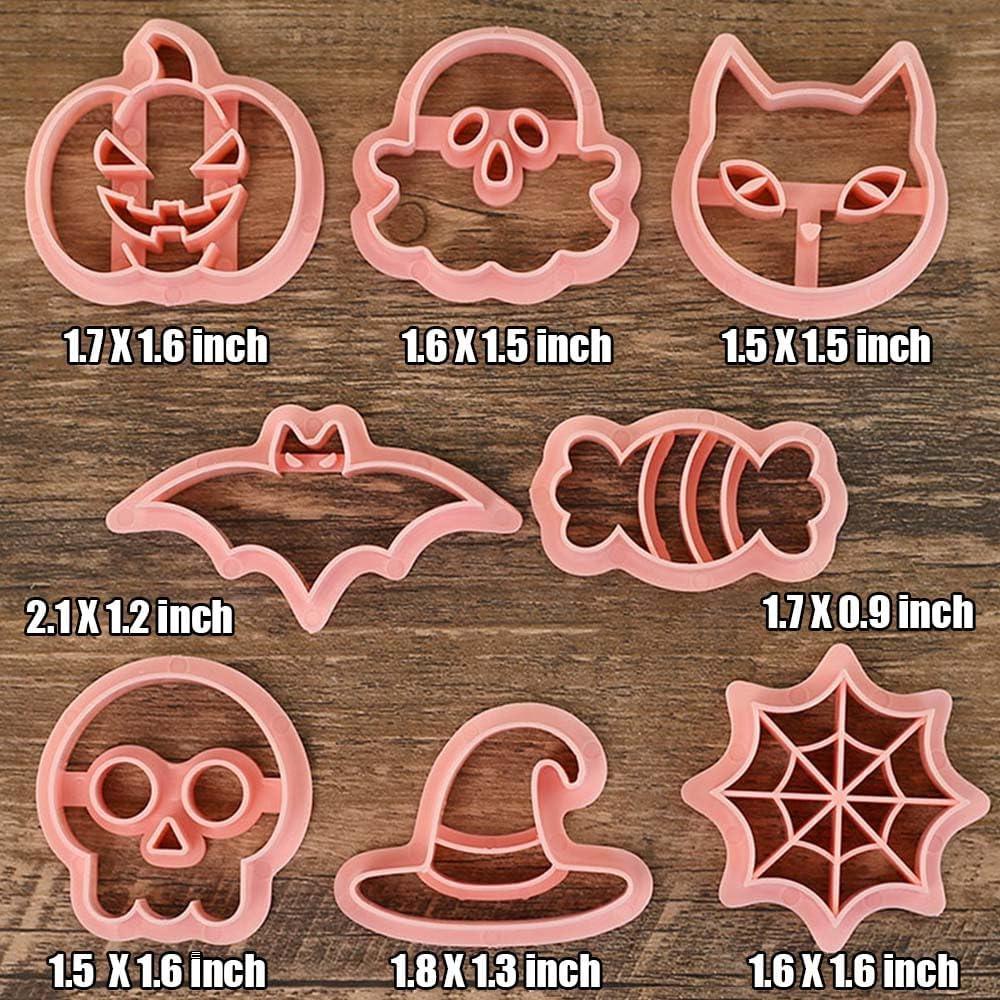 Halloween Cookie Cutters, 3D Pumpkin Bat Design Cookie Stamps, Cookie Cutter Set for Icing Decoration, Day of the Dead Decoratio