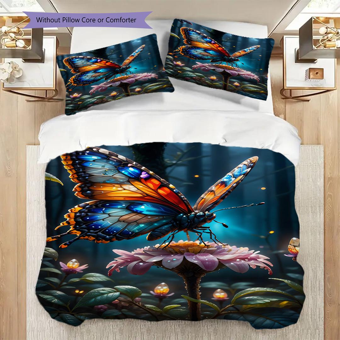 

1PC Butterflies, flowers Bedding Quilt Set Quilt Cover Pillowcase Home Decoration Birthday Gift (1 * duvet cover + 15 * pillowcase, without core) 135x200cm