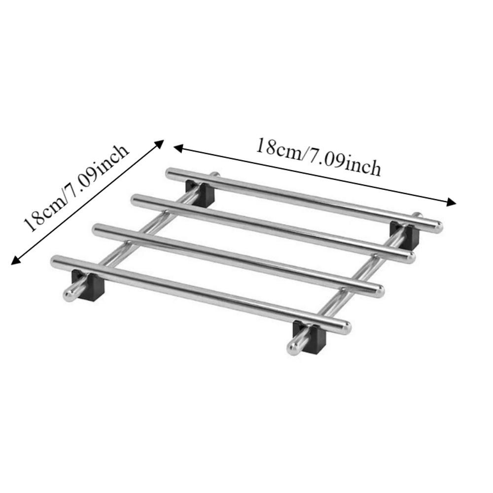 Silver Stainless Steel Trivets Non-Slip Feet Baking Pans Holder Insulation Pads  Living Room