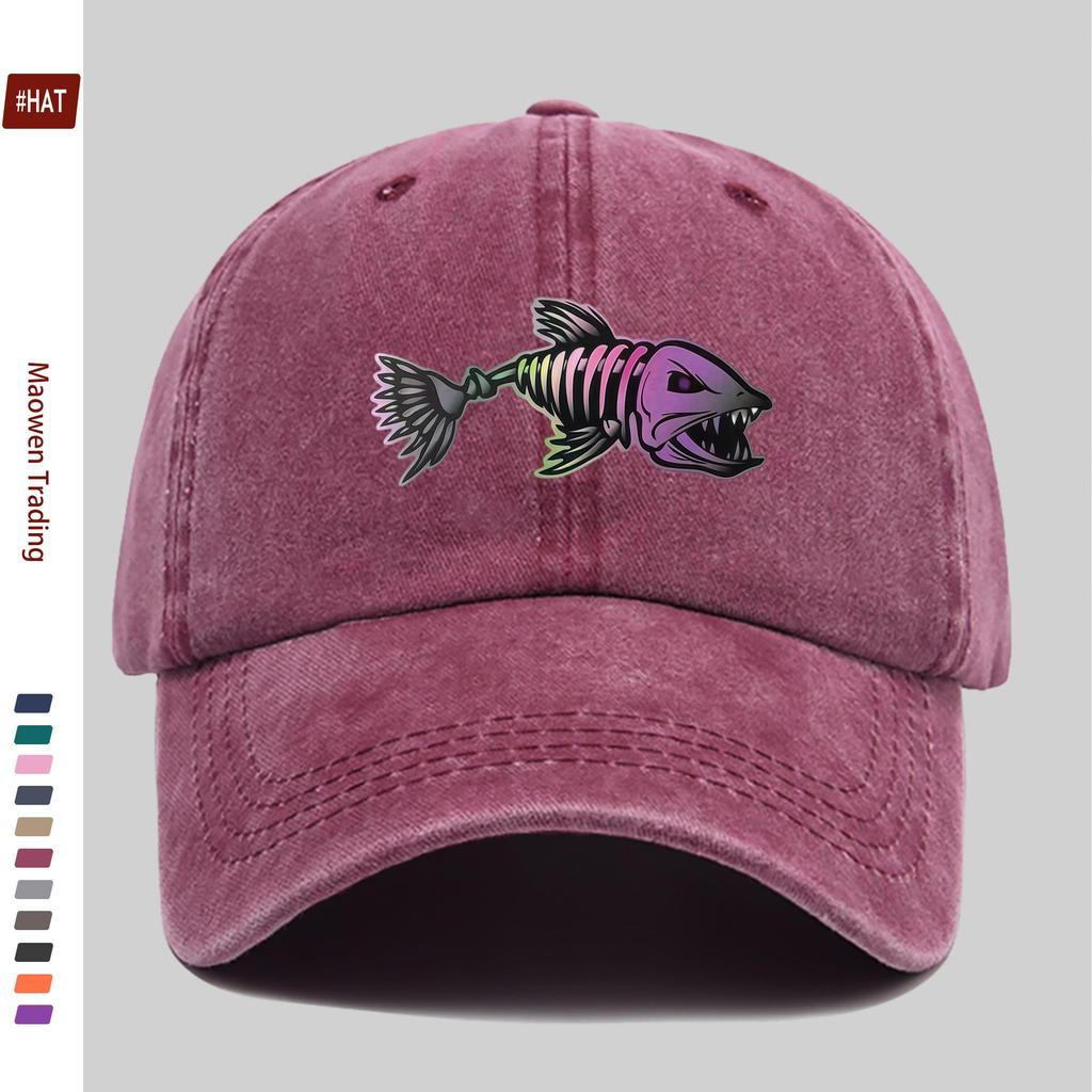 pc Unisex Multicolor Fishbone Pattern Printed Baseball Cap Casual Travel Decorative Sun Hat Comfortable Lightweight MultiCo