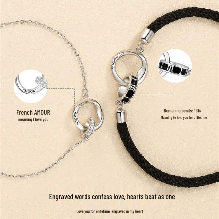 Silver-Plated Mobius Strip Couple Bracelets, Unisex Woven Design, Elegant and Unique for Students