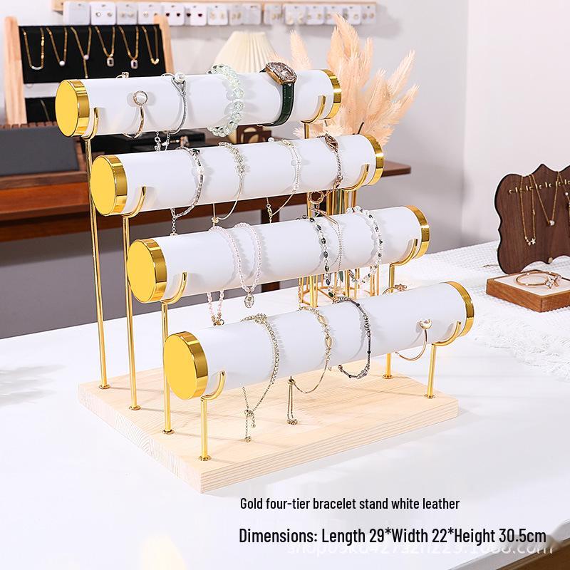 Solid Wood Suede Jewelry Rack and Bracelet Display Stand