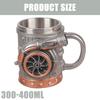 3D Turbocharger Design Stainless Steel Coffee Cup Mechanical Engine Drinkware Mug for Automotive Fan and Gift Giving