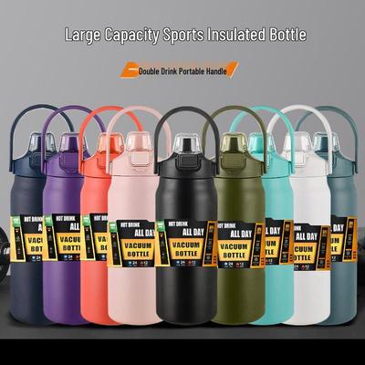 Tasse isotherme à double paroi en acier inoxydable 304 pour l'extérieur avec couvercle à ressort et poignée