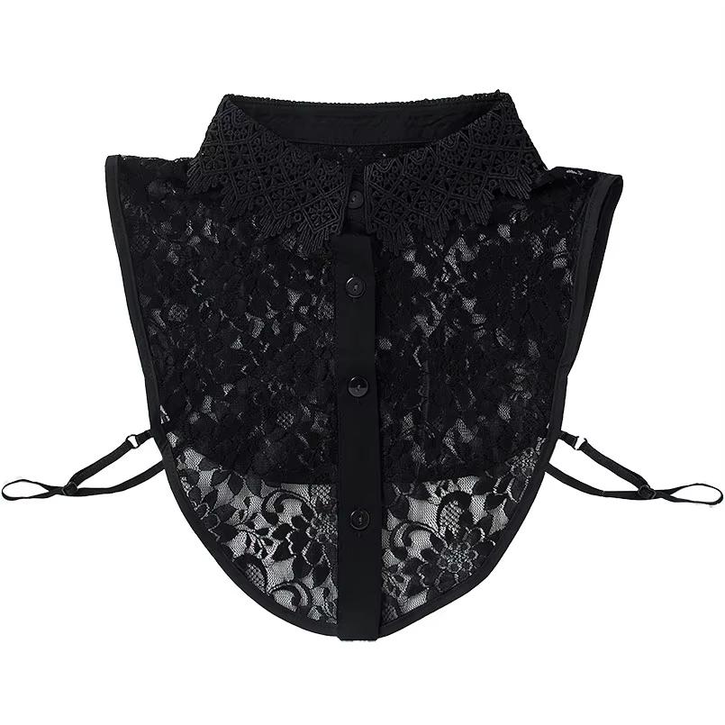 Girls Hollow Out Lace Shirt Detachable Fake Collar Shirt Lapel Blouse Top Adjustable Women Clothes Ladies False Collar Decor