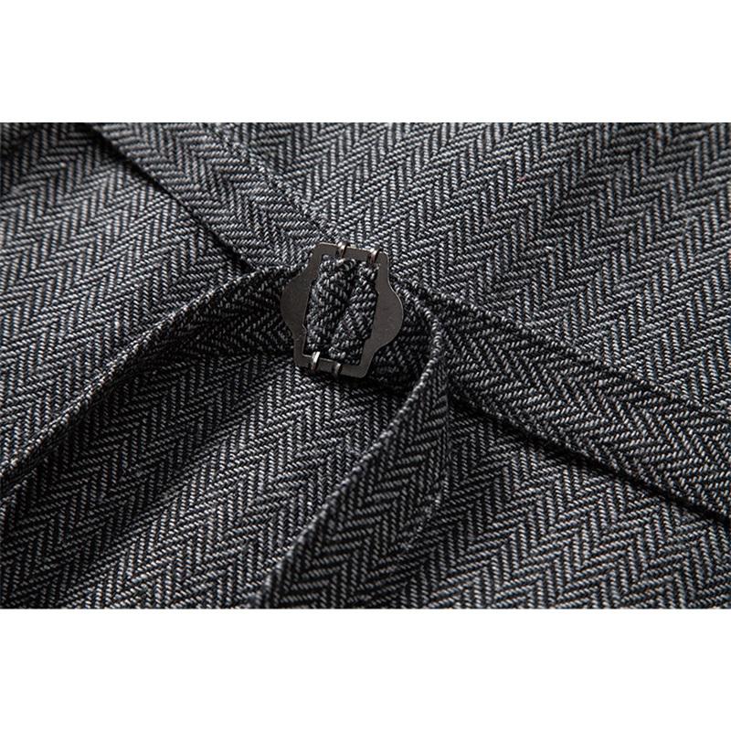 Autumn British Style Retro Vest For Men Fashion Stand Collar Herringbone Coarse Tweed Suit Vest Waistcoat Vintage Gentleman