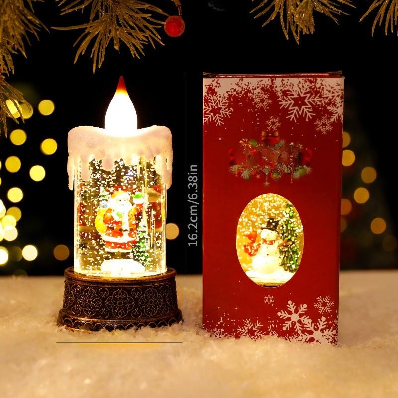 Christmas Waterilluminated Candle Night Light With Creative Mini Wind Lamp For Holiday Decor