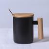 Wooden Handle Ceramic Mug Literary Water Cup Coffee Milk Cup Holiday Event Gifts