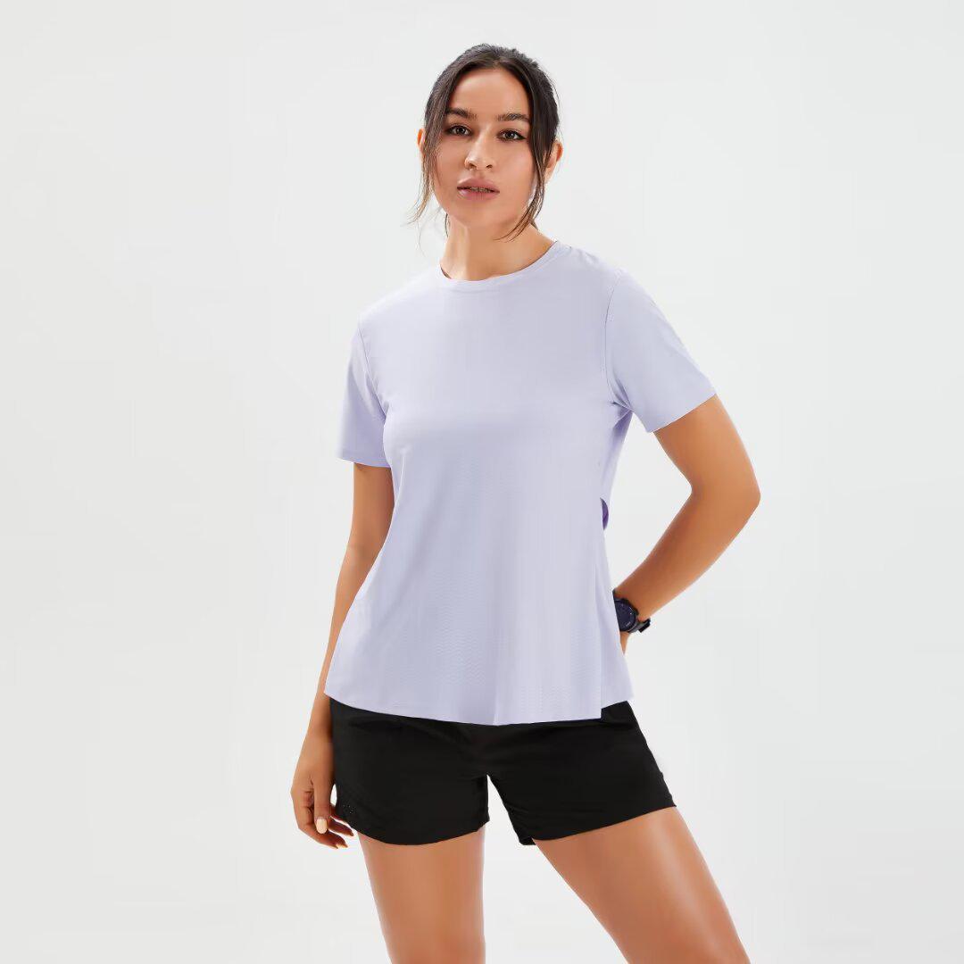 

Повседневный дышащий топ для йоги больших размеров с вырезом на спине для женщин Small светло-фиолетовый