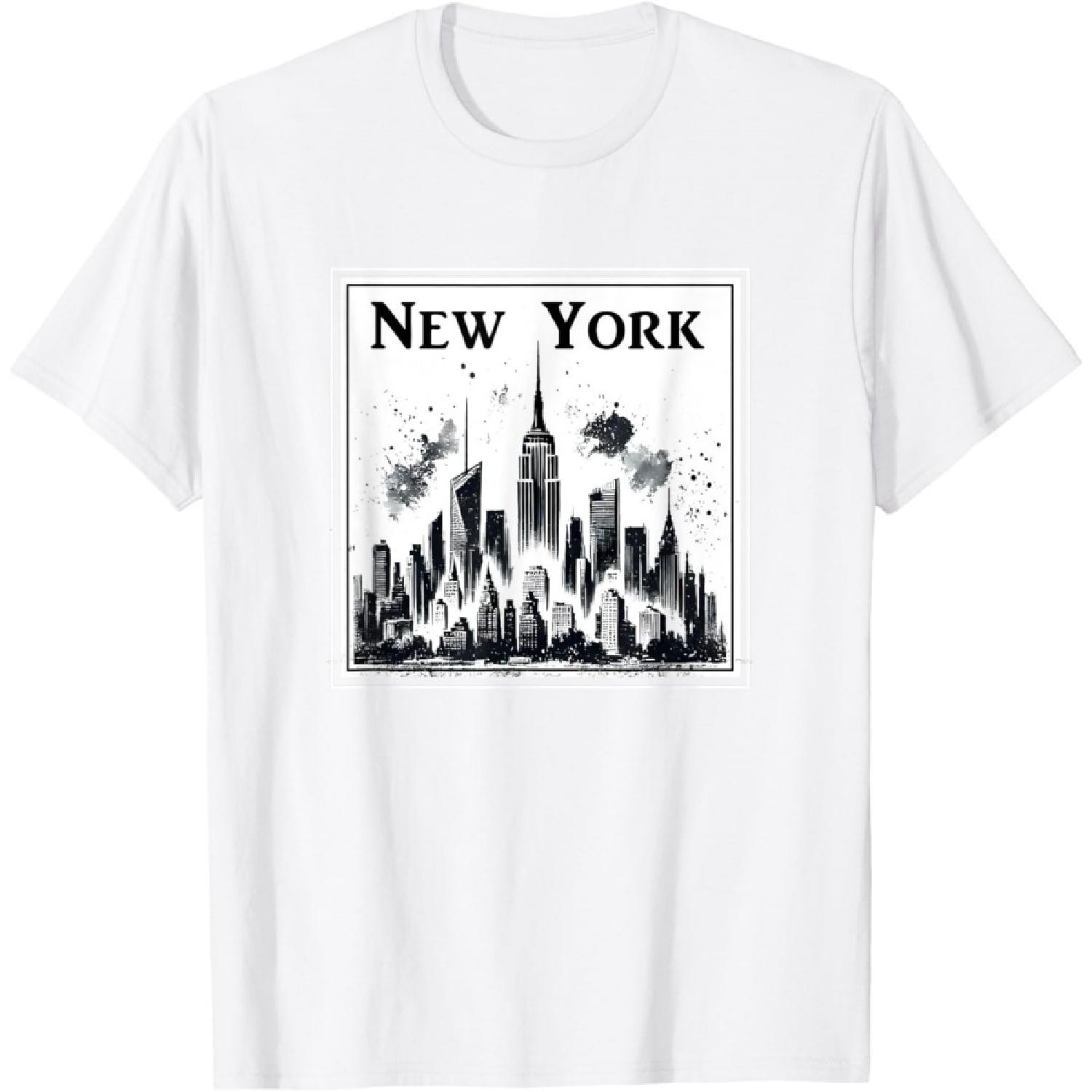 Нью-Йорк Силуэт Города NY Винтажный NYC Подарки Ретро Новая Футболка S