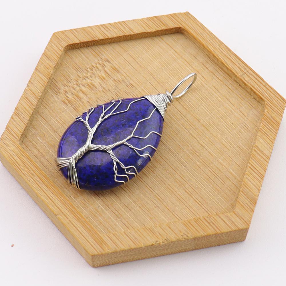 Натуральный камень Агат Подвеска-ожерелье Капля воды Древо Жизни