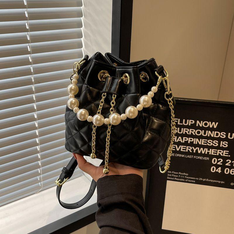 

Стеганая Классическая Высококачественная Маленькая Сумка Жемчужная Ручная Цепочка Black