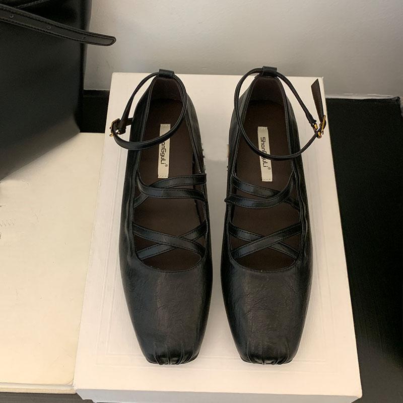 Mode Damen Flache Mary Janes Schuhe Mit Höhenerhöhendem Schuhwerk 2025 Neue Mode Eckige Zehenpartie Damen Ballerinas