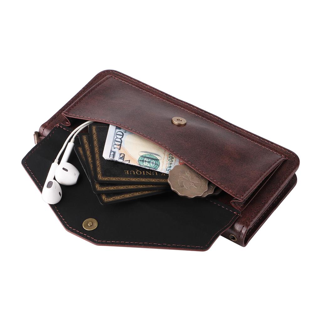 For Motorola Edge 50 Pro 5G Leather Case Magnetic Closure Wallet Stand Phone Cover with Crossbody Strap