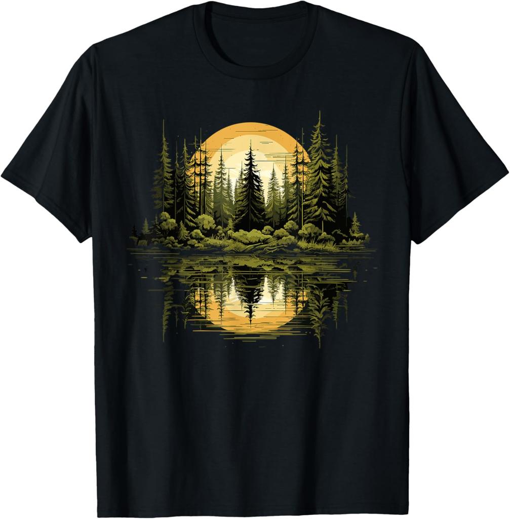 Trees Nature Mountains Adventure Outdoor Wildlife Forest T-Shirt Graphic T Shirts Print on Demand Camisas Streetwear