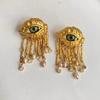 French Retro Unique Personality Exaggerated Eyes And Earrings Pearl Rhinestone Tassel Earrings Women's Jewelry Party Accessories