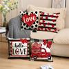 Valentine's Day Throwing Pillow Cover Red Love Letter Linen Print Cushion Cover Sofa  Pillow Cover