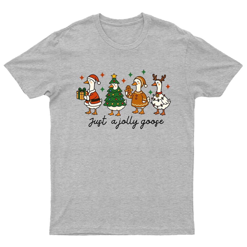 Just A Jolly Goose TShirt Unisex Gift Retro Seasonal Funny Xmas Santa Unisexs a