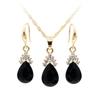 Vintage lágrima Rhinestone mujeres joyería conjunto collar gancho pendientes colgantes