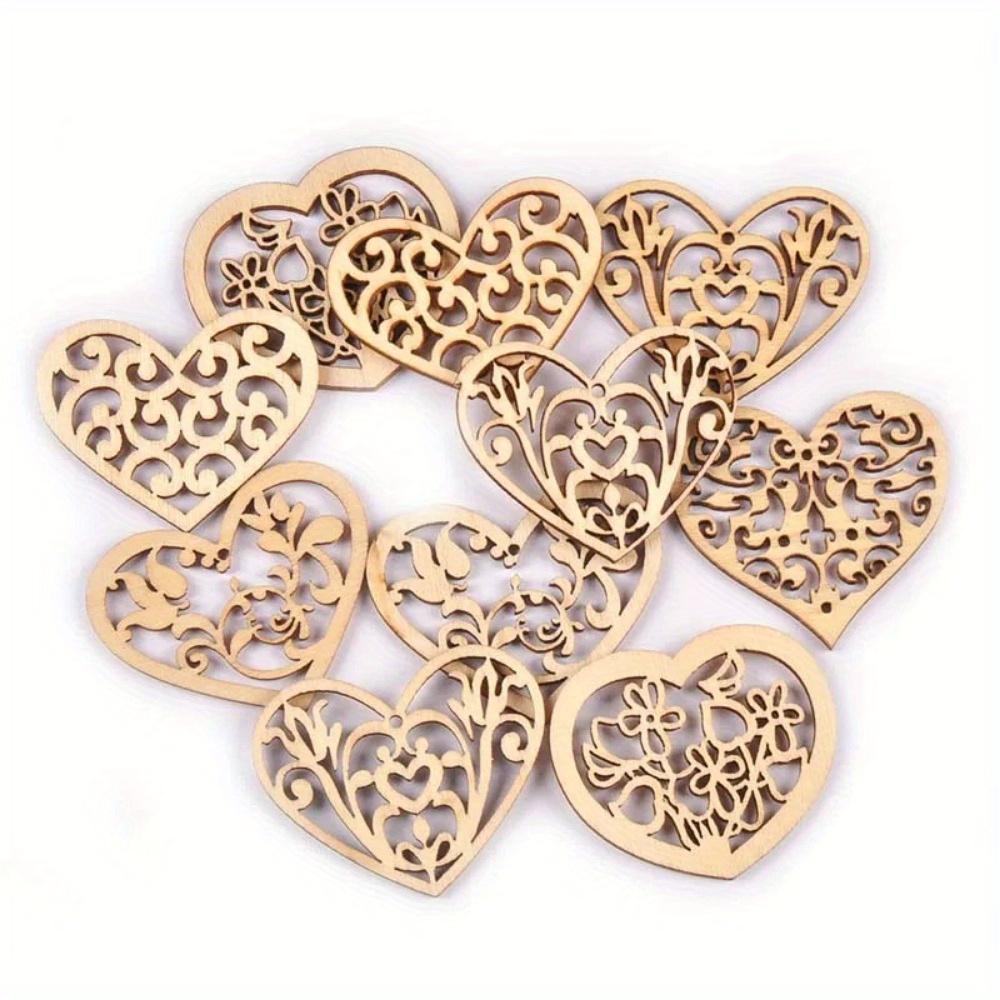 50 stk/pakke Blandet hul blondehjerte Trehåndverk Forsyninger Anheng for Scrapbook DIY Dråpe Hengende Ornamenter Hjemmedekor