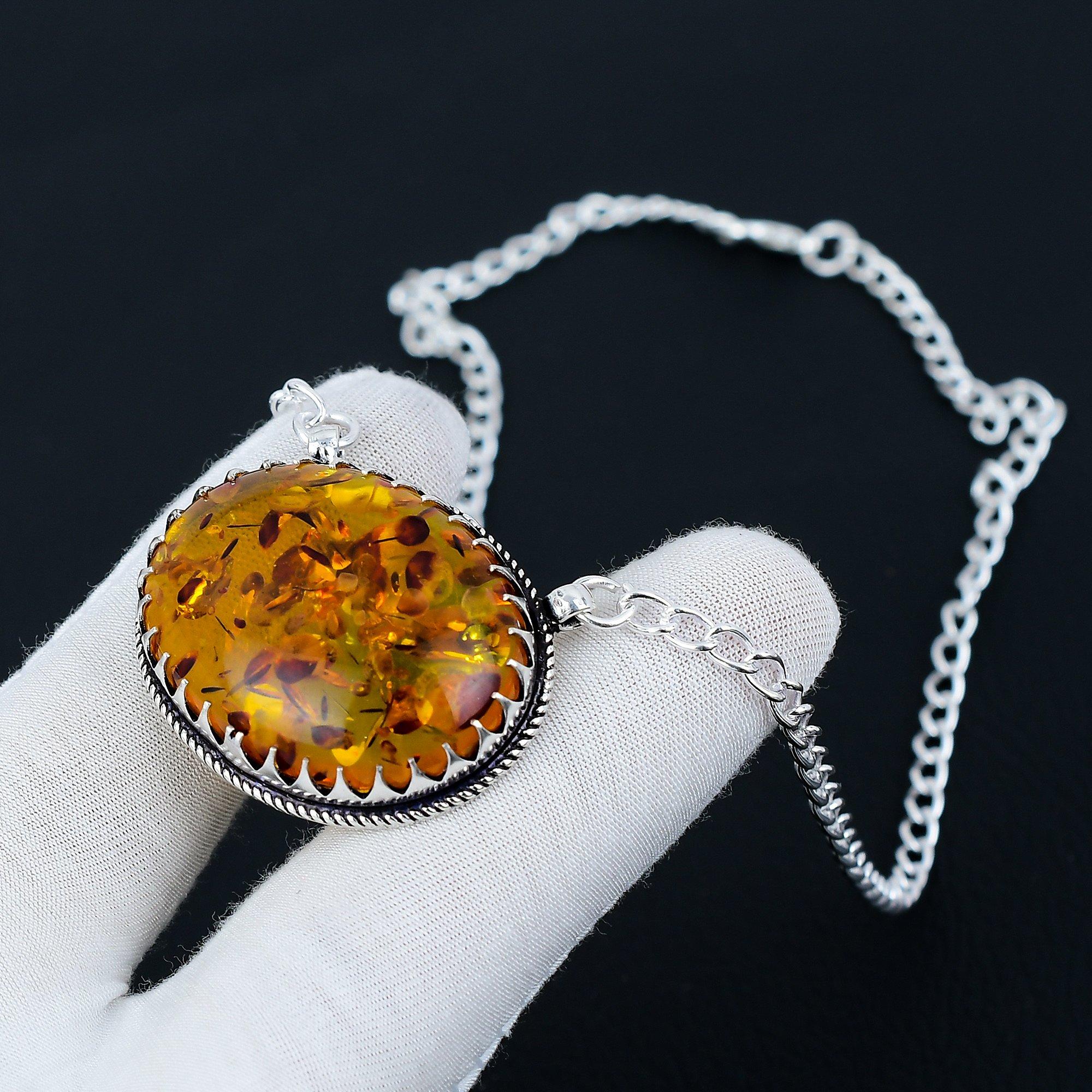 

Ожерелье с драгоценными камнями из балтийского янтаря, Ожерелье с подвеской из стерлингового серебра 925 пробы из балтийского янтаря для свадебного подарка, Ожерелье из балтийского янтаря для женщин 20 жёлтый