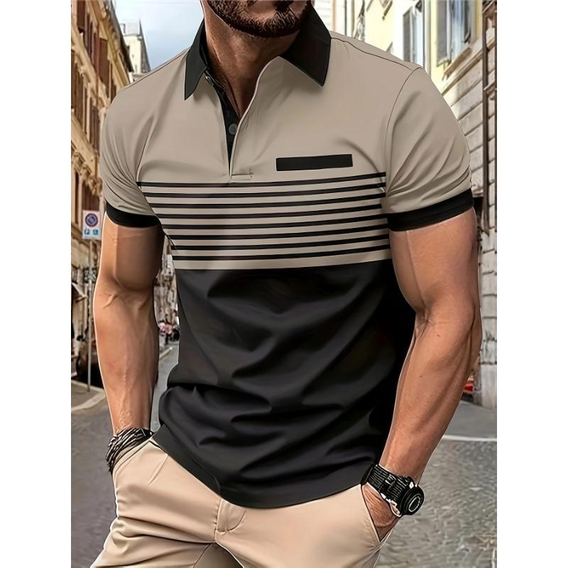 Men's Casual Polo Shirt Digital Printed Short Sleeve Polo