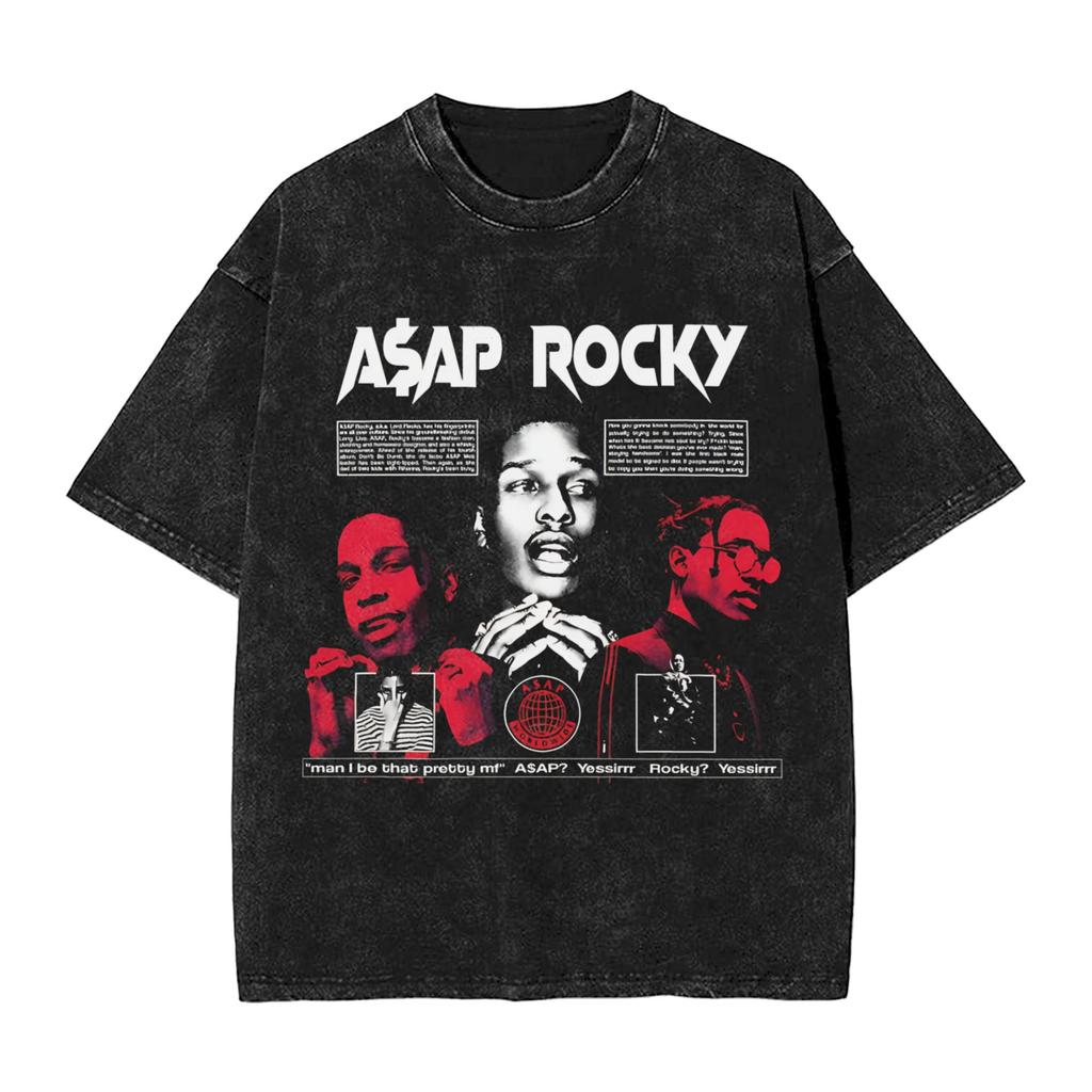 Design AAP Headscar Vintage Washed TShirt Men 100Cotton Clothing Streetwear Asaps  Oneck Short Sleeve