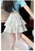White Wood Ear Trim Fluffy High-Waisted A-Line Skirt - Women's 2026 Summer Edition