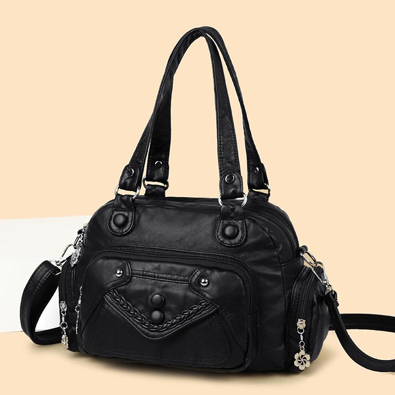 A Middle-aged Woman's Crossbody Bag, A Mother's Bag, A Soft Leather Fashionable Hand-held Shoulder Bag