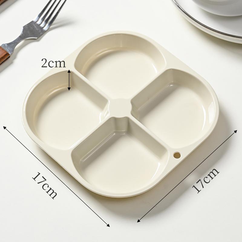 

Разделенные тарелки Защита от ожогов Фруктовая тарелка 4 отделения Пищевая обеденная тарелка Поднос Многофункциональный разделенный сервировочный поднос белый