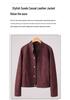 Women's Retro Suede Stand Collar Motorcycle Leather Jacket - Slim Fit, Genuine Leather, 2025 Edition