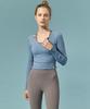 Reina Mora Rib Slit Neck Crop Long Sleeve Blueprint