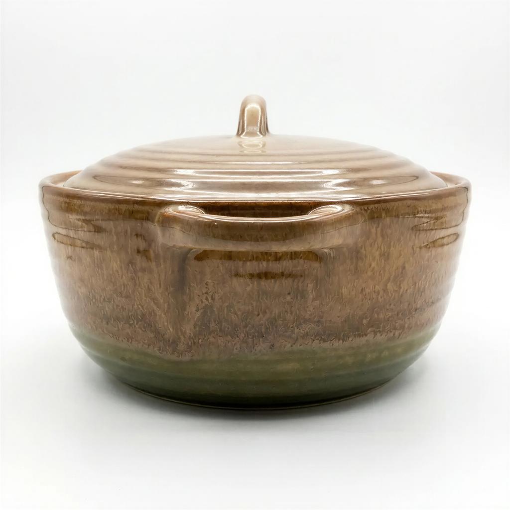 2L POT, HEAT-RESISTANT DISH WITH LID, BREAD 23 Cm, CERAMIC VASE