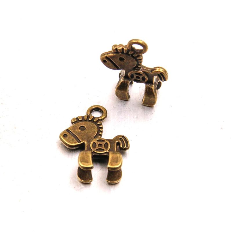 20Pcs 3 Color 11X15Mm New Product Alloy Double Sided 3D Pony Charms For Jewelry Making Diy Handmade Small Animal Pendant