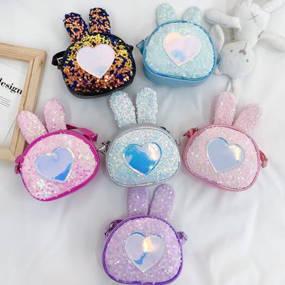 Girls Princess Crossbody Bag Cute Rabbit Ear Kids Sequins Purses And Handbags Child Baby Small Wallet Bag